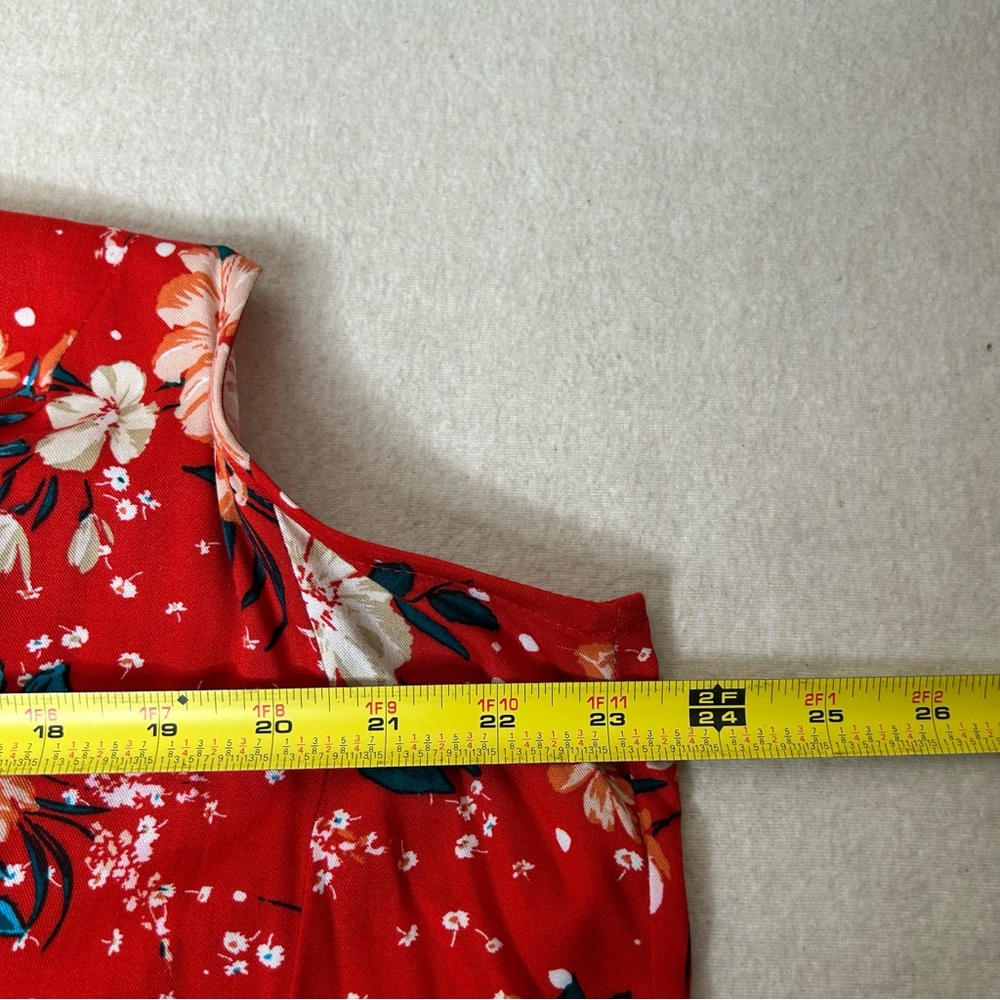 Torrid Challis Button Front Fit and Flare‎ Tank Adjustable Straps Red Floral 3X - Picture 7 of 8